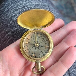 Functional Vintage WWII U.S. Military Brass Pocket Compass by S&W NY